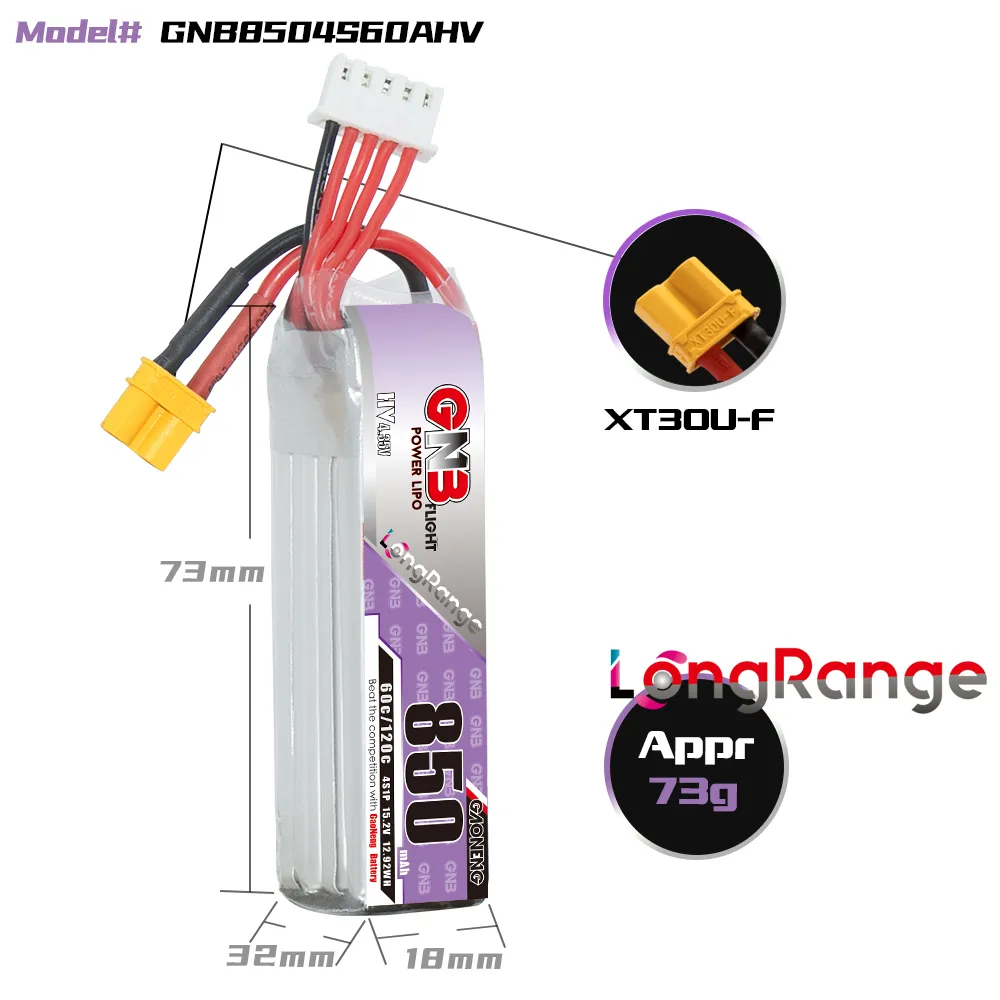 GAONENG GNB LiPo Battery 850mA - đánh giá và giá Drone Battery Connector