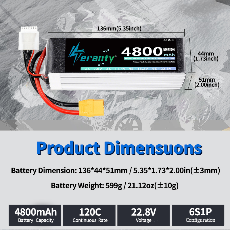 TERANTY 6S 4800mAh Lipo Batter - đánh giá và giá Drone Battery Connector