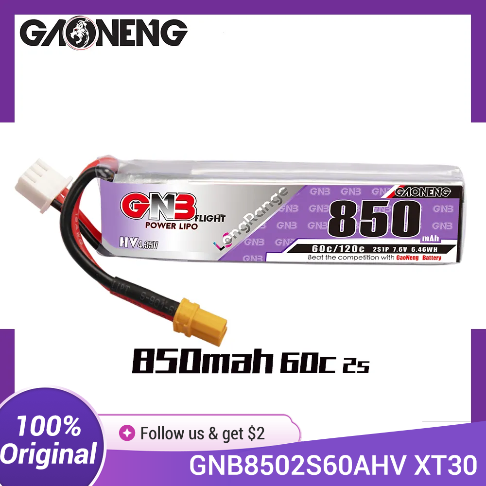 GAONENG GNB LiPo Battery 850mA - đánh giá và giá Drone Battery Connector