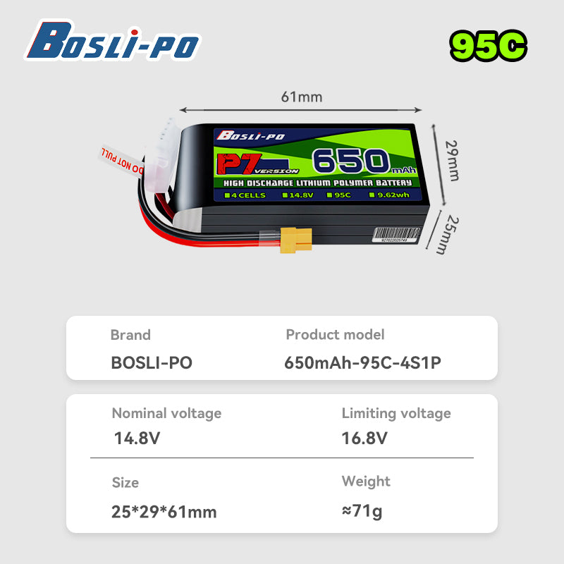 Boslipo P7 Version 650mAh 95C  - đánh giá và giá Drone Battery 3S